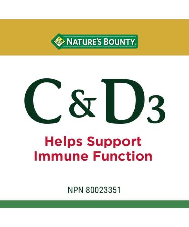 Nature's Bounty Vitamin C and D3 Pills Supplement An Antioxidant for the Maintenance of Good Health 100 Softgels - Buy Online on GoSupps.com