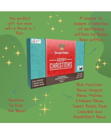 Brown Bear Coffee Christmas Gift Ground Coffee 6 Coffee Blends in 1 Coffee Selection Pack Great for Men and Women Strength 3 4 5 Light Medium and Dark Roast - Buy Online on GoSupps.com
