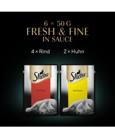 Sheba Fresh & Fine Wet Cat Food - Beef & Chicken in Sauce - High-Quality 36 x 50g Portions - Perfect for Daily Variety - International Shipping - Buy Online on GoSupps.com