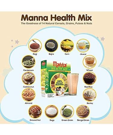 Manna Health Mix 1kg(500g x 2 Packets)| All Natural mutigrain Mix|Goodness of 14 Natural Ingredients - Buy Online on GoSupps.com