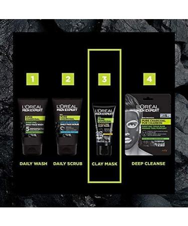 L'Oreal Paris Men Expert Pure Charcoal Purifying Black Clay Face Mask for Men 50ml - Pack of 1 - Buy Online on GoSupps.com