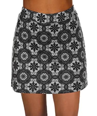 Ekouaer Women's Athletic Skorts Lightweight Golf Skirts Inner Shorts Pocket Tennis Running Workout Sports Skorts Black Floral Large