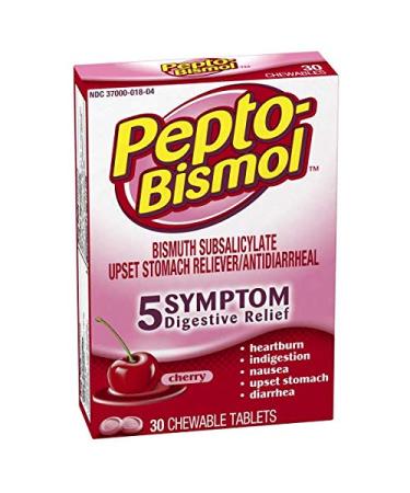 Pepto-Bismol 5 Symptoms Digestive Relief Chewable Tablets, Cherry 30 ea