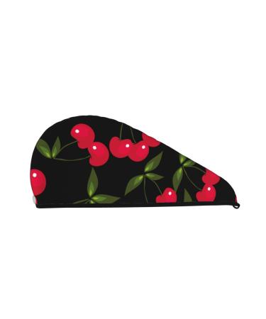 Cherry Microfiber Hair Towel Soft Super Absorbent Hair Towel Wrap for Women Coral Velvet Quick Dry Hair Cap for Long Curly and Thick Hair