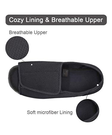 TINAYAUE Men's Diabetic Slippers Extra Wide Fit | Home Shoes for Arthritis & Edema | Adjustable Closure | Orthopedic Footwear for Swollen Feet | Black, Size 10 - Buy Online on GoSupps.com