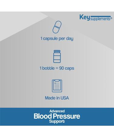 Key Supplements Blood Pressure Support 90 Capsules Contain Niacin Vitamin C B6 B12 Garlic Bulb Hibiscus Olive Leaf etc - Buy Online on GoSupps.com
