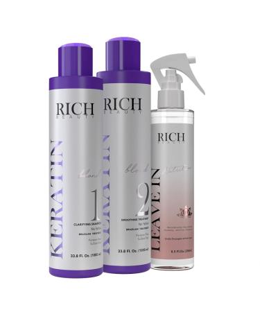 Keratin Treatment Blond Smoothing Step 1+ Step 2 Professional Brazilian Complex Blowout Straightening For all hair Smooth & Frizz Free Hair