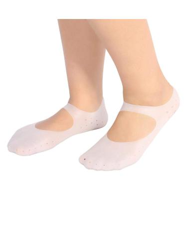 Silicone protective socks 1 pair of silicone socks Foot Anti-cracks protective foot care socks Preventive tool for the care of cracked feet in dry skin (L-white) L white