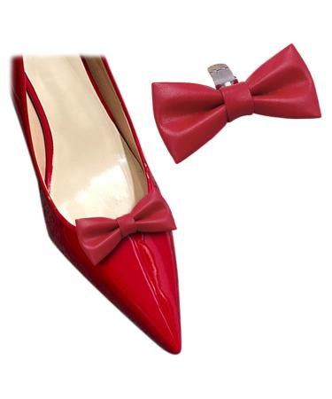 Tsangbaby 2 pieces leather loop shoe clips multi -colored shoe decoration removable ladies shoe buckle for women high heel diy accessories red mini