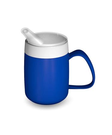 Ornamin Mug with Internal Cone 140 ml Blue with Spouted Lid with small opening (model 207 + 806) | drinking aid thermo mug feeding cup