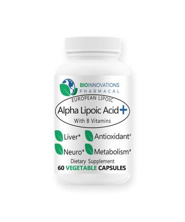 BioInnovations Doctor Formulated European Alipure Alpha Lipoic Acid+ 150mg with B Vitamins C B1 B3 B6 B7 Biotin Folate B12 Liver Nerve Cardiovascular Oxidative Stress Memory* 60 Vegan Caps