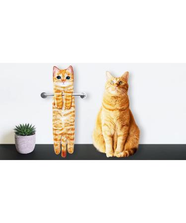 Agrimony Cat Funny Hand Towels - Cute Cat Decor Hanging Washcloths for Bathroom Kitchen, Super Absorbent Soft Face Towels - Perfect Mother's Day Gift for Cat Lovers - Orange - Buy Online on GoSupps.com