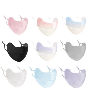 Niktule UV Protection Face Masque - Breathable UV Protection Ice Silk Face Shield | Reusable Sun Shield Face for Women Sunscreen Masque for Fishing Hiking Cycling Gradient milk purple