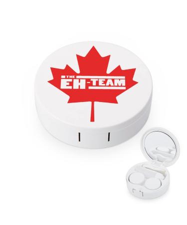Canadian Maple Leaf Eh Team Round Case For Contact Lens Kit Storage Box with Mirror Printed