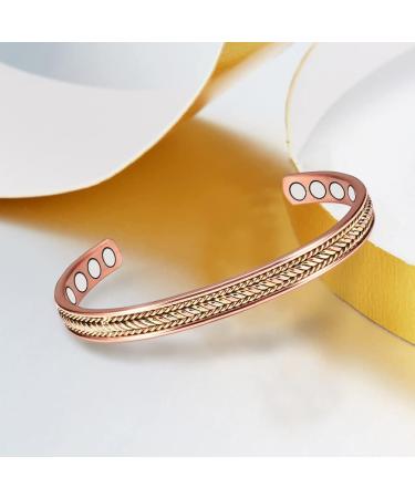 Shop Braided Three-Colored Copper Bracelets for Women | 8 Magnet Magnetic Therapy Cuffs | Arthritis Relief Jewelry | 16.5 cm African Copper Armor - Buy Online on GoSupps.com