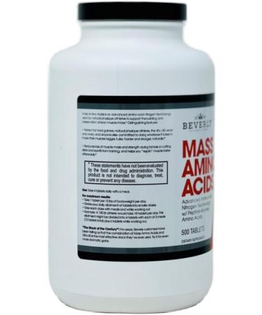 Beverly International Mass Amino Acids - 500 Tabs | Essential for Muscle Recovery & Repair | Pre/Post Workout Supplement | Complete Amino Acid Profile - Buy Online on GoSupps.com