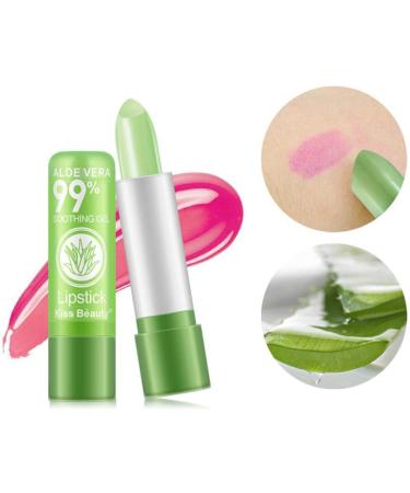 4pcs Natural Aloe Vera Lip Balm Long Lasting Nutritious Lipstick Lips Moisturizer Temperature Color Changing Lip Gloss - Buy Online on GoSupps.com