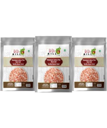 90's MILL Sabut Whole Pink Rock Salt Chunks | Whole Sabut Gulabi Lahori Sendha Namak Crystals | Himalayan Pink Crystals Salt with 84 Minerals For Cooking |100% Natural For Detox-100GM*3Pack - Buy Online on GoSupps.com