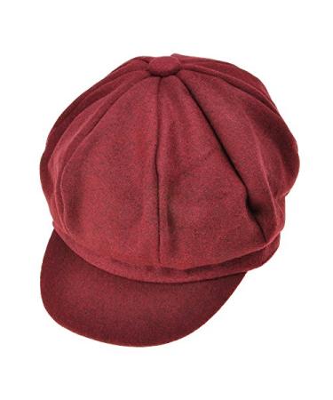 Womens Classic Newsboy Caps Visor 8 Panel Gatsby Cabbie Hat Burgundy