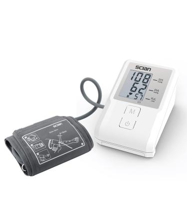 Scian Blood Pressure Monitor Upper Arm with Adjustable Cuff,Digital Accurate BP Machine with Irregular Heart-Beat Detector (White)