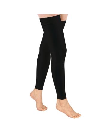 Ktinnead Thigh High Compression Stockings Footless 20-30mmHg for Men & Women Black Large