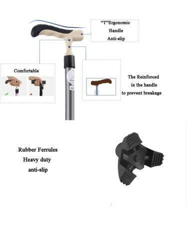 Walking Stick Crutches Lightweight with Handle Canes 9 Height Adjustable for Elderly Elderly Men Arthritis Seniors Injured Women with Base rollator wal Independence - Buy Online on GoSupps.com