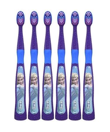 Oral-B Kids Frozen Characters Toothbrush for Little Girls 3+ Years Old, Extra Soft (Pack of 6)