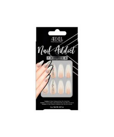 Ardell Premium Nail Addict Nude Light Crystal |Wrong nails |Contains: 24 nails professional adhesives files nail skin stick 24 pieces