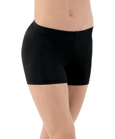 Balera Shorts Girls Mid Length Bottoms for Dance Womens Spandex Shorts Large Black