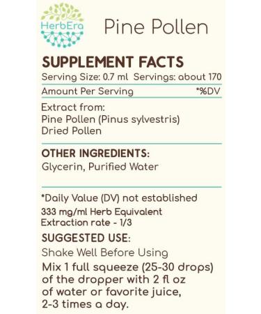 HerbEra Pine Pollen B120 Alcohol-Free Herbal Extract Tincture, Concentrated Liquid Drops Natural (Song Hua Fen, Scots Pine, Pinus Sylvestris) 4 fl oz 4 Fl Oz (Pack of 1) - Buy Online on GoSupps.com