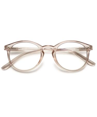 Koosufa fashion anti blue light reading glasses spring hinge women men men round reading aid visual tired glasses 1.0 1.25 1.75 2.25 2.75 3.5 4.0 1x transparent light brown 1.0 x - Buy Online on GoSupps.com