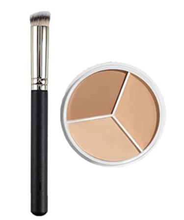 Sweet Mint Concealer Tri-color Concealer Palette of Covers Acne Marks Dark Circles 3 in 1 Face Foundation Cream Tri-color Concealer with Brush 3 in 1 Face Foundation Cream Waterproof