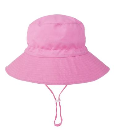 XYIYI Kids Bucket Hat Adjustable Sun Hats Breathable Beach Hat for Boys Girls 2-6 Years Pink
