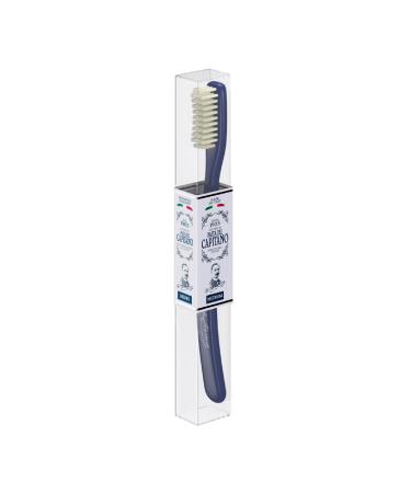 Pasta del Capitano 1905 vintage toothbrush with medium-hard bristles replica of the original version reached difficult to access 100% made in Italy blue