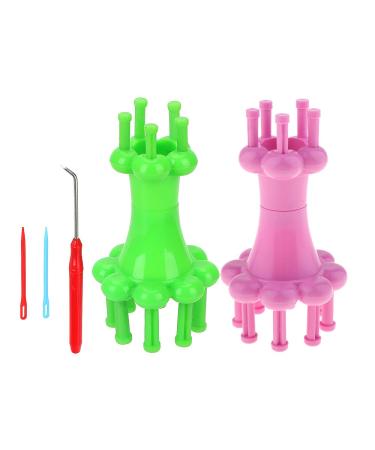 RMISODO 2 Pack Knit Spool Loom Set Mini Knitted Knitting Weaving Tool with Pull Needle Crochet Hook for DIY Tube Scarf Strap Random Color