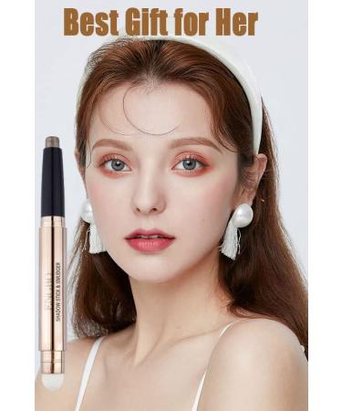 Brown Eyeshadow Stick + Sponge Brush Set | Long-Lasting Waterproof Eye Shadow | Hypoallergenic Shimmer Shadow Pencil - Multi-Dimensional Eyes | Shade 07 - Buy Online on GoSupps.com