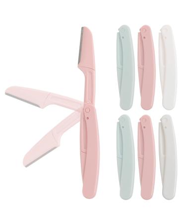 Eybrower razor 6 pieces of eyebrow razors trimmer foldable eyebrow razor eyebrows knife razor ladies for face and body (green white pink)