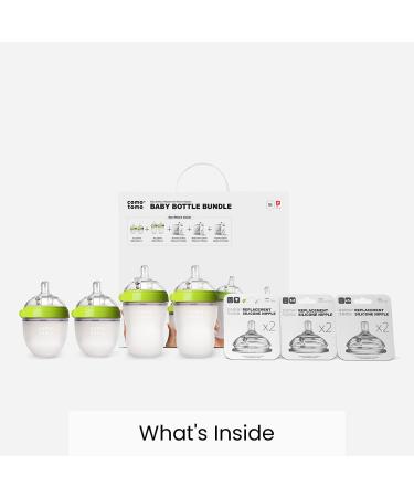 Comotomo Baby Bottle Bundle Green (7 Piece Set) | Eco-Friendly Feeding Solution - Buy Online on GoSupps.com