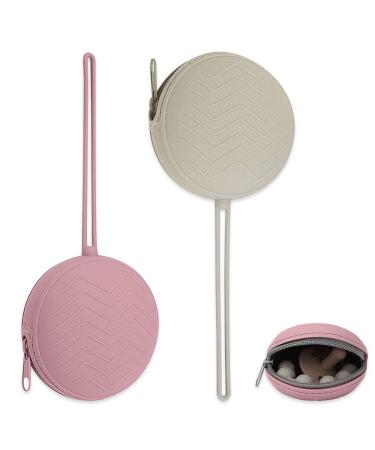 MIIKUU silicone pacifier box 2 pieces of BPA-free pacifier bag waterproof dustproof pacifier storage box for baby pacifier holder pacifier holder case for travel and at home gray brown