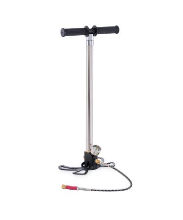 HIRAM 4 Stage PCP Hand Pump for Airsoft Guns Rifles and More, Air Compressor Portable High Pressure Pump with Air Filter, 4350psi Stainless Steel Stirrup PCP Pump with Oil Water Separator for Air Guns