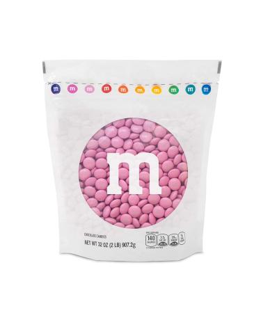 M&MS Milk Chocolate Pink Candy - 2lbs of Bulk Candy in Resealable Pack for Candy Buffet, Baby Shower, Gender Reveal, Birthday Parties, Wedding Theme, Candy Bar, and Tasty Snacks for DIY Party 2 Pound Pink