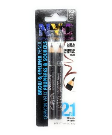 NYC Brow and Liner Pencil Set  Dark Brown 1 Pair