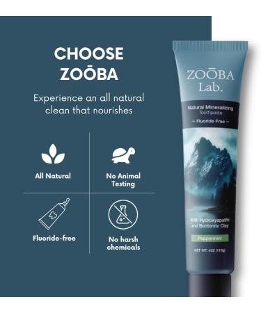 Zooba Natural Fluoride Free Toothpaste with Hydroxyapatite Remineralizing Whitening Bentonite Clay, Vegan - Sensitive Teeth - Doctor Recommended for Healthy Adults & Kids, Non-Toxic - Buy Online on GoSupps.com
