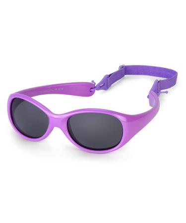 Hifot Baby Boy Girl Sunglasses UV Protection Polarized Toddler Sunglasses Flexible Children Kids Sunglasses Non-folding 6 month-Age 2 Purple