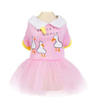 Dog dress puppy rock clothing Princess clothes tutu rock goose wedding cotton luxury loop dress for little dog girl (XS pink) XS pink goose