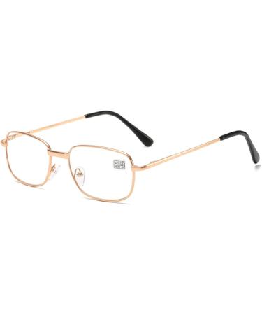 Buy Stylish Reading Glasses for Men & Women | Metal Rectangular Frame with Comfort Spring Hinge & Strap | Gold 1.5 Diopters - Shop Internationally - Buy Online on GoSupps.com