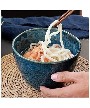 Personality Ramen Household Large Capacity Deep Soup Bowl Retro Creative Dark Blue Irregular Ceramic Tableware Kitchenware