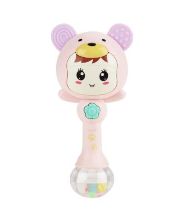 Electronic music rattles for babies pedagogical baby electronics music rattles cute cartoon seedling shaking handbells (pink)