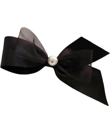 Black Satin Bow Hair Clip with Faux Pearl Decoration Men Girls Ideal for Parties Weddings Daily WearArtificial Pearl Mesh Hair Bow Pin for Women Girls - Buy Online on GoSupps.com