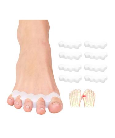 AGARES Toe Spacers (8-piece set)|bunions correction women|toe spacers for men|Toe Brace  Reduce Foot Pain and Plantar Fasciitis white